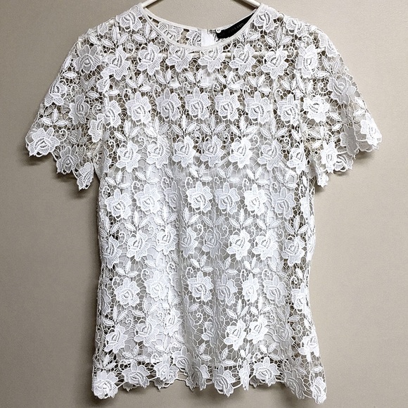 Zara Tops - ZARA Gorgeous white lace top with built-in cami, M